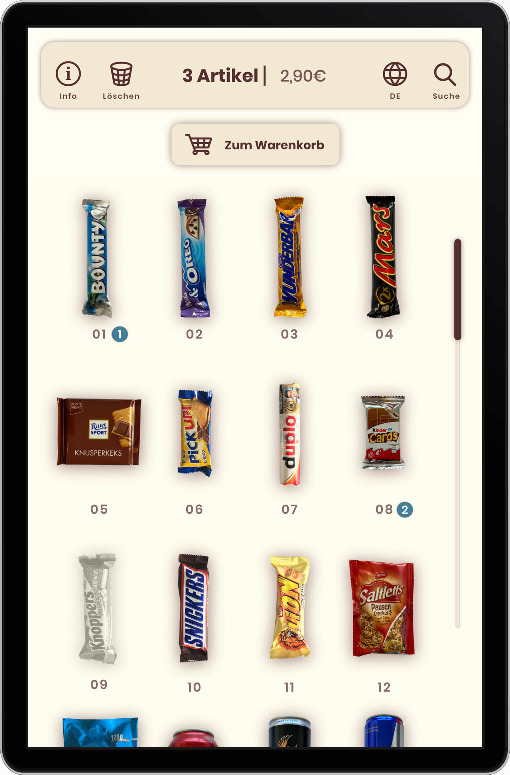 Item Overview Screendesign from CitoSnack