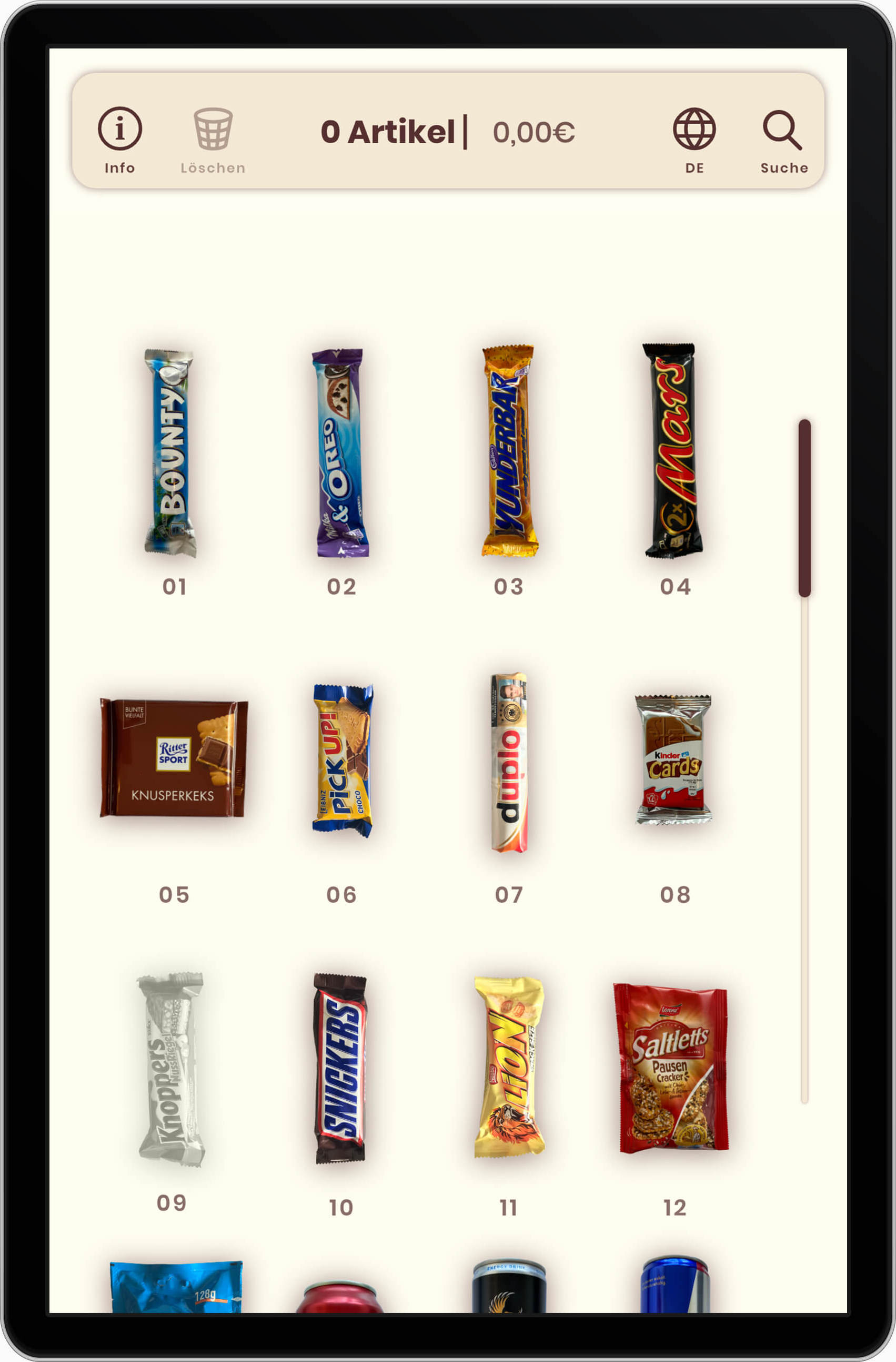 Item Overview Screendesign from CitoSnack