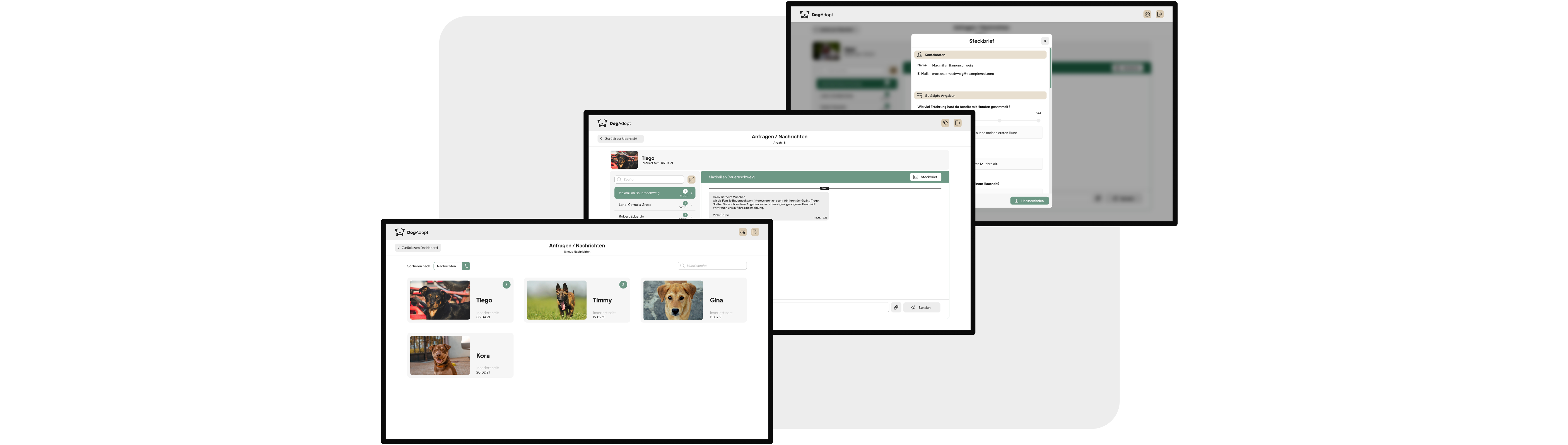 Screens DogAdopt for shelters